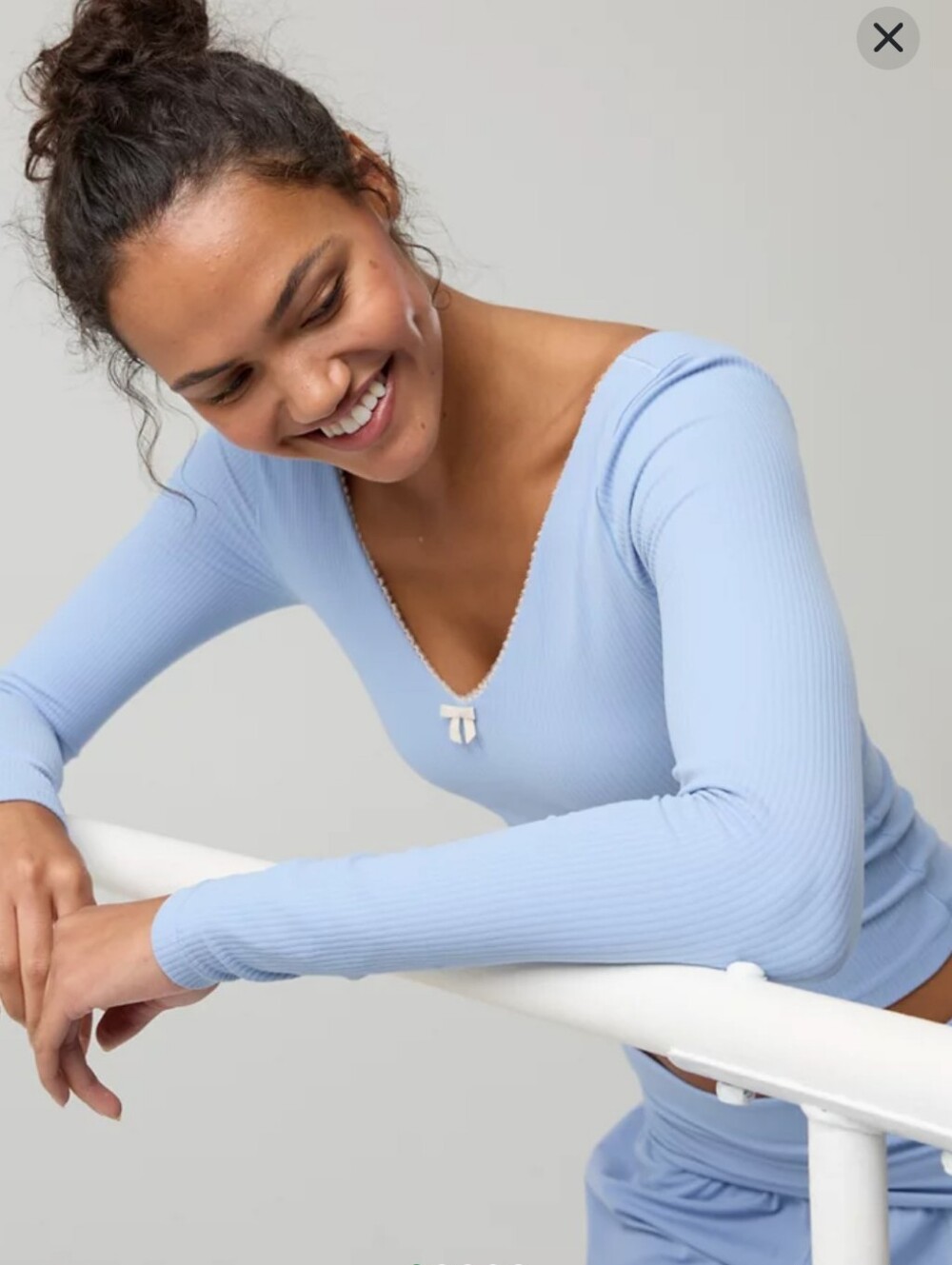 ❤️2 FOR 30❤️ Offline By Aerie Light Blue V-Neck Ribbed Long Sleeve Top